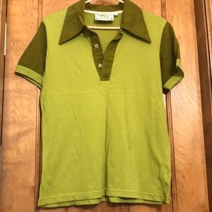 Big Bud Press Green Colorblock Polo Shirt size Small